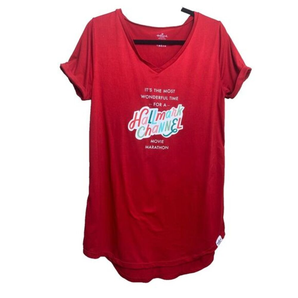 Hallmark Red V-Neck Tunic with Graphic Logo